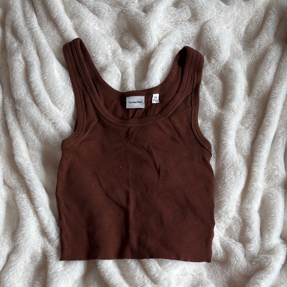 Sunday Best Chocolate Ribbed Tank Top - Picture 1 of 3